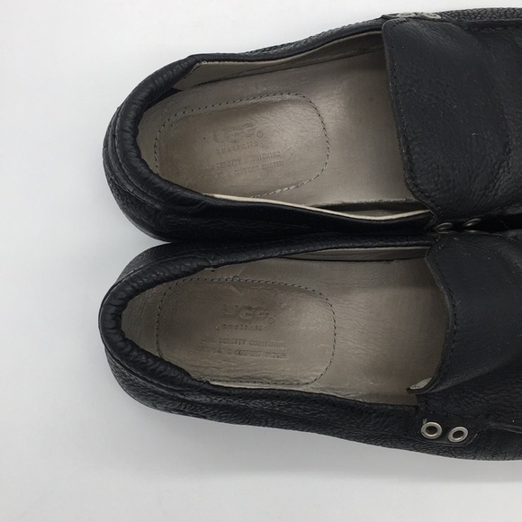 UGG Ballard Black Leather Slip On Loafers - Picture 6 of 8